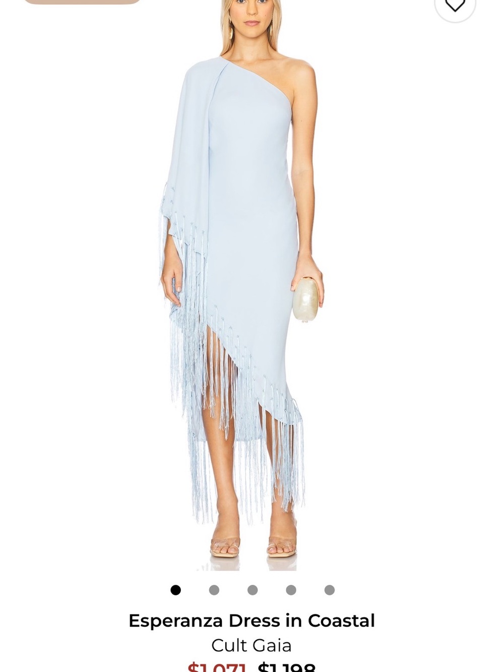 cult gaia One-Shoulder Fringe Dress in Coastal Blue